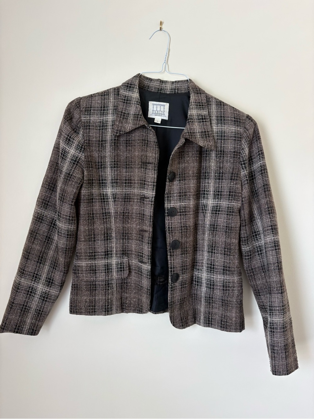 Brown Plaid Button-Front Women's Jacket